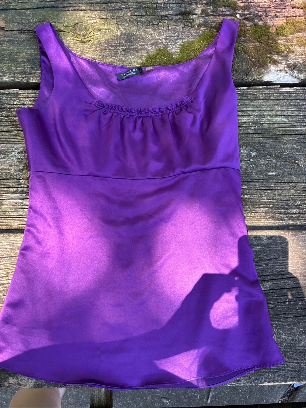 Purple Satin-like Sleeveless Blouse